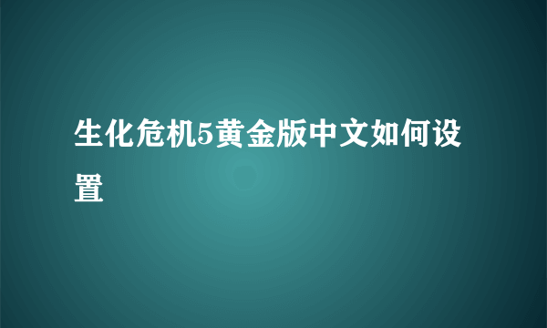 生化危机5黄金版中文如何设置