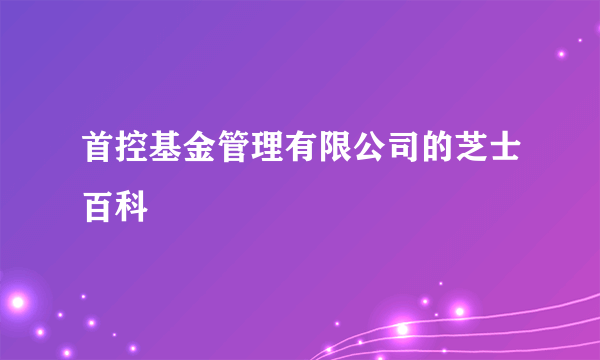 首控基金管理有限公司的芝士百科