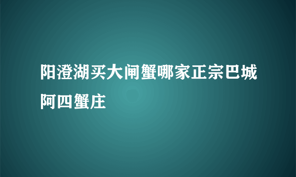 阳澄湖买大闸蟹哪家正宗巴城阿四蟹庄