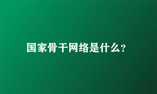 国家骨干网络是什么？