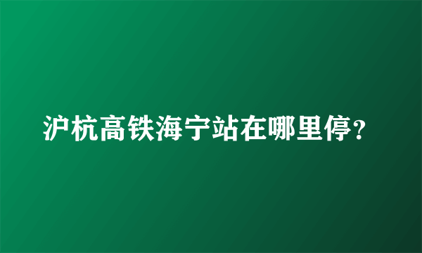 沪杭高铁海宁站在哪里停？