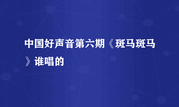 中国好声音第六期《斑马斑马》谁唱的