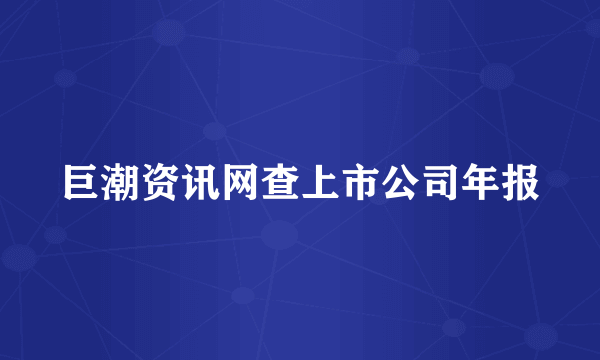 巨潮资讯网查上市公司年报