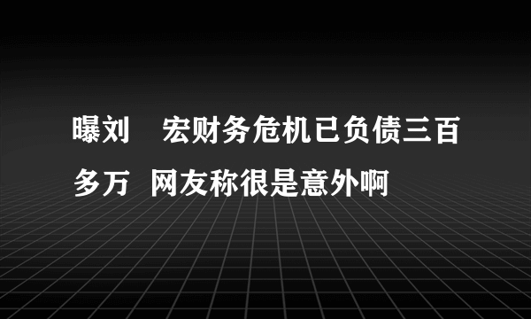 曝刘畊宏财务危机已负债三百多万  网友称很是意外啊