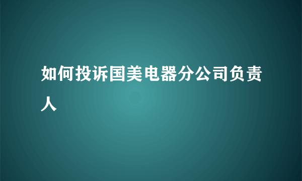 如何投诉国美电器分公司负责人