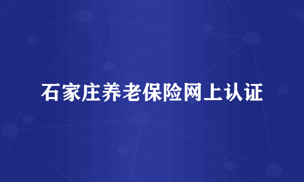 石家庄养老保险网上认证