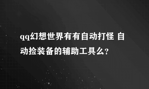 qq幻想世界有有自动打怪 自动捡装备的辅助工具么？