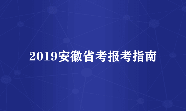 2019安徽省考报考指南