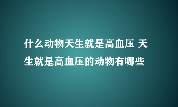 什么动物天生就是高血压 天生就是高血压的动物有哪些