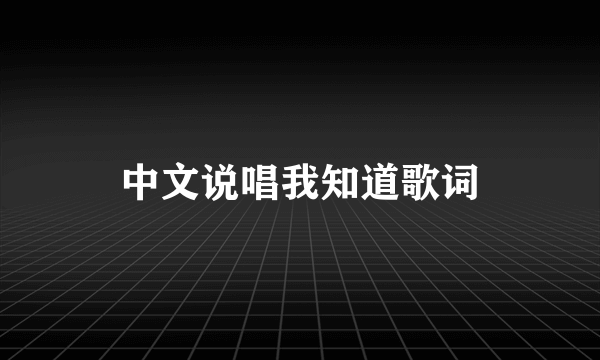 中文说唱我知道歌词