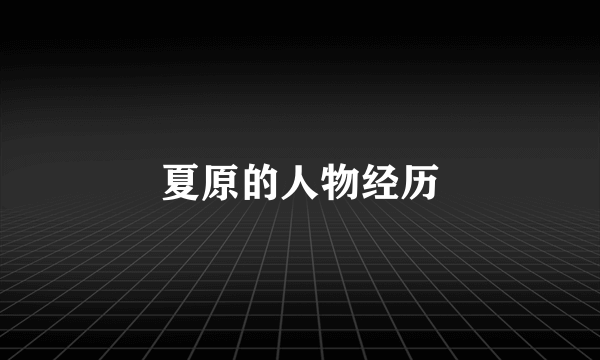 夏原的人物经历