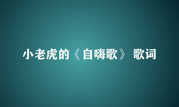 小老虎的《自嗨歌》 歌词