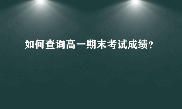 如何查询高一期末考试成绩？