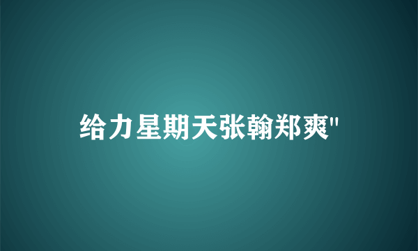 给力星期天张翰郑爽