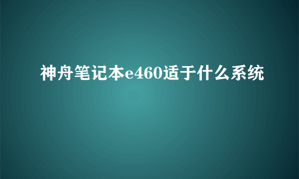 神舟笔记本e460适于什么系统