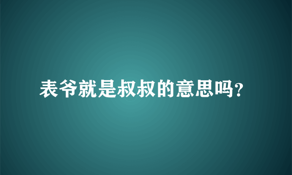 表爷就是叔叔的意思吗？