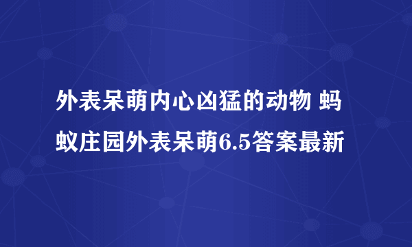 外表呆萌内心凶猛的动物 蚂蚁庄园外表呆萌6.5答案最新