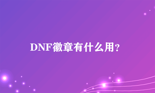DNF徽章有什么用？