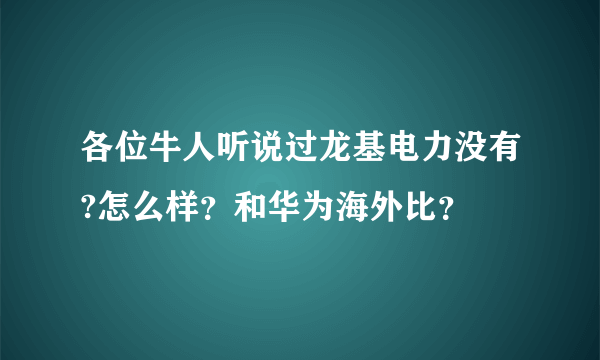 各位牛人听说过龙基电力没有?怎么样？和华为海外比？