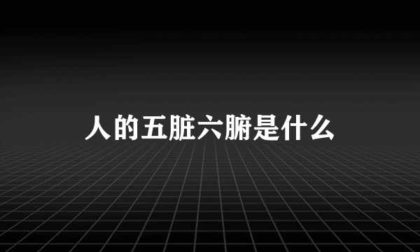 人的五脏六腑是什么