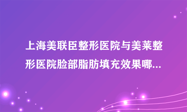 上海美联臣整形医院与美莱整形医院脸部脂肪填充效果哪个？多少？有案例？