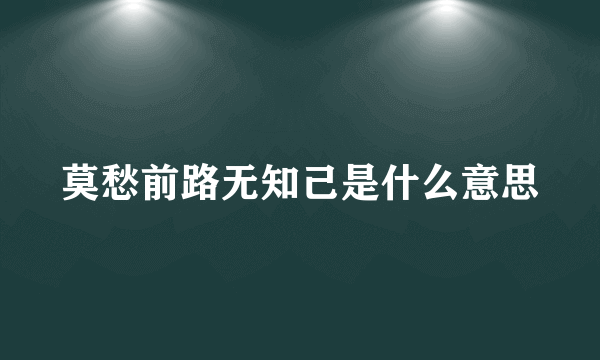 莫愁前路无知己是什么意思