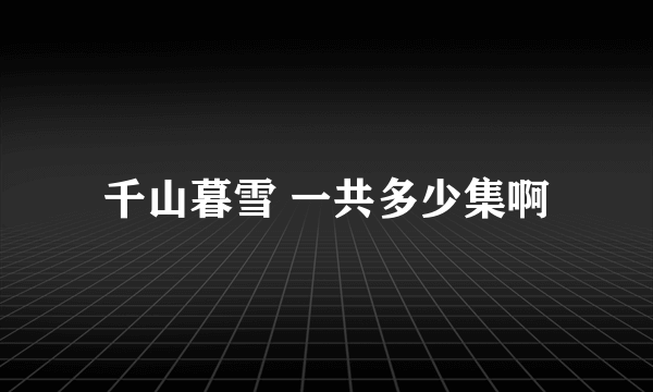 千山暮雪 一共多少集啊