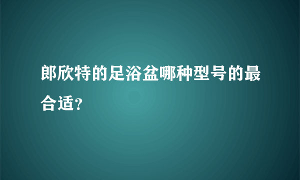 郎欣特的足浴盆哪种型号的最合适？