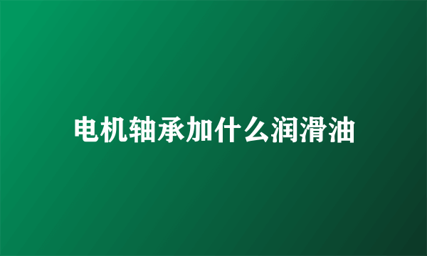 电机轴承加什么润滑油