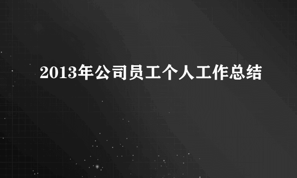 2013年公司员工个人工作总结