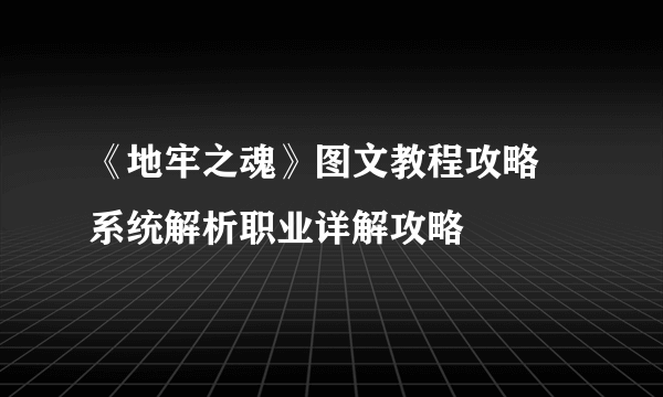 《地牢之魂》图文教程攻略 系统解析职业详解攻略