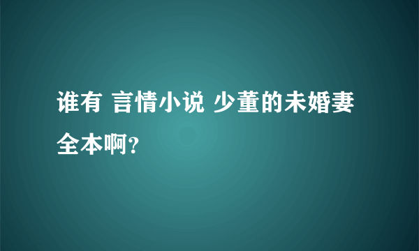 谁有 言情小说 少董的未婚妻  全本啊？
