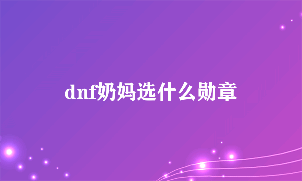 dnf奶妈选什么勋章