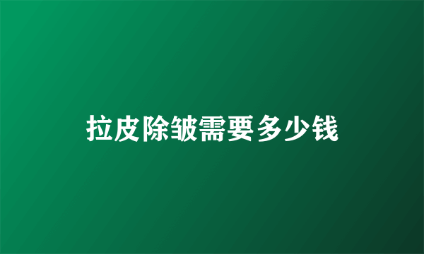 拉皮除皱需要多少钱