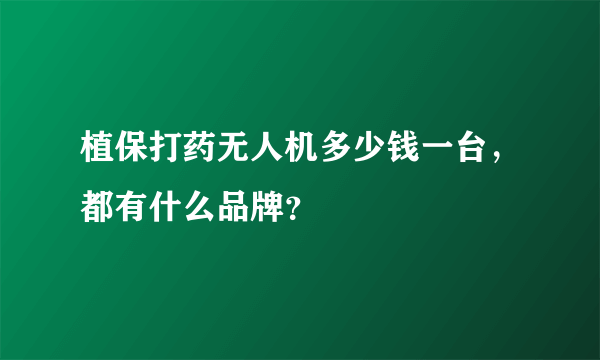植保打药无人机多少钱一台，都有什么品牌？