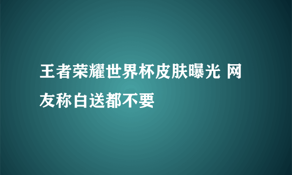 王者荣耀世界杯皮肤曝光 网友称白送都不要