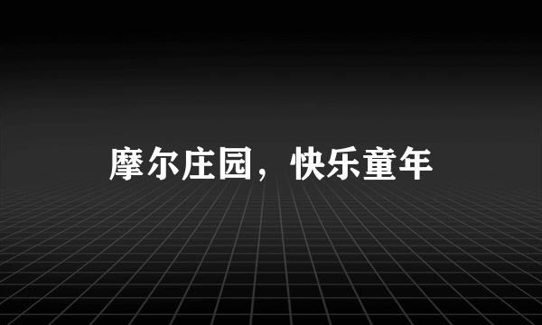 摩尔庄园，快乐童年