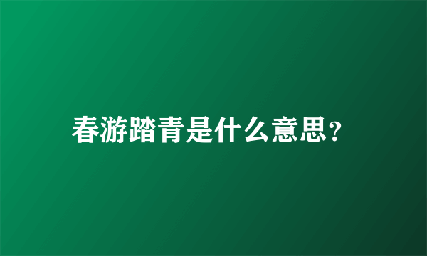 春游踏青是什么意思？