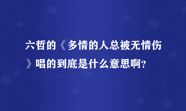 六哲的《多情的人总被无情伤》唱的到底是什么意思啊？