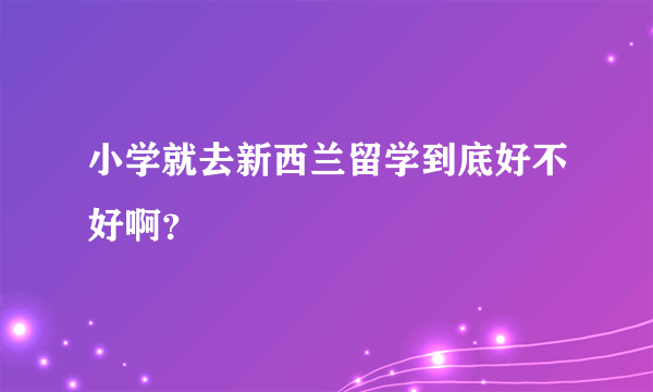 小学就去新西兰留学到底好不好啊？