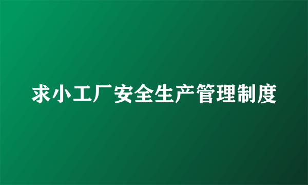 求小工厂安全生产管理制度