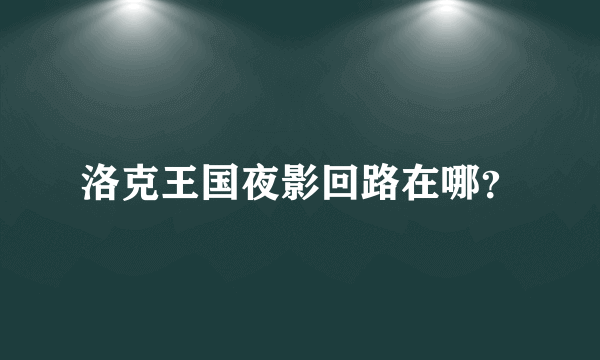 洛克王国夜影回路在哪？