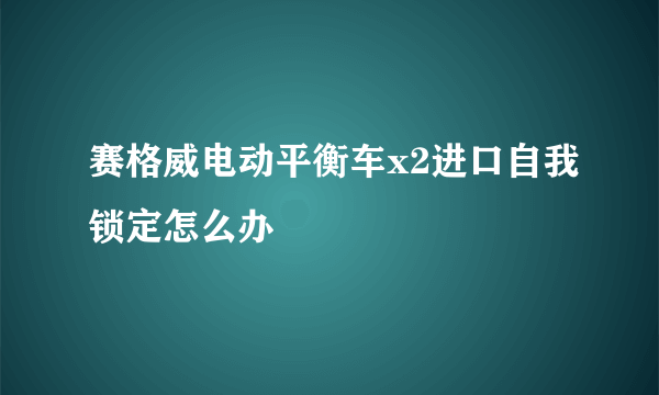 赛格威电动平衡车x2进口自我锁定怎么办