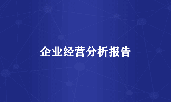 企业经营分析报告