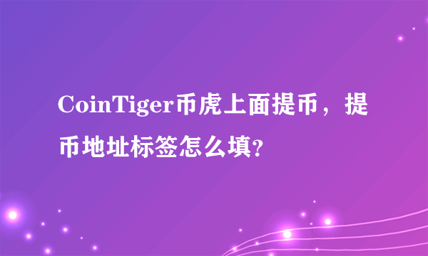 CoinTiger币虎上面提币，提币地址标签怎么填？