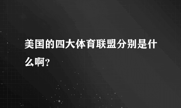美国的四大体育联盟分别是什么啊？