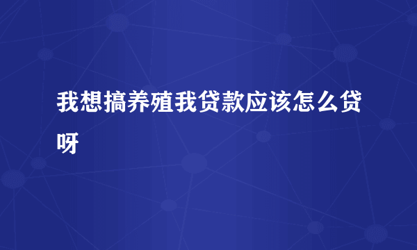 我想搞养殖我贷款应该怎么贷呀