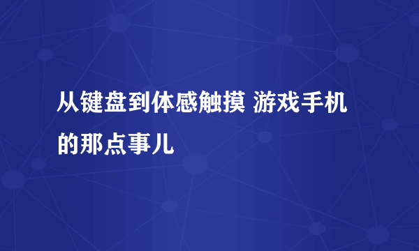 从键盘到体感触摸 游戏手机的那点事儿
