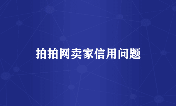拍拍网卖家信用问题