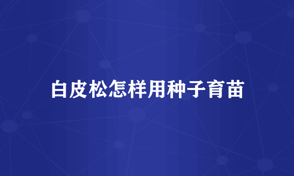 白皮松怎样用种子育苗